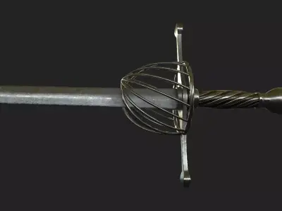 Rapier PBR GameReady sword Low-poly 3D model