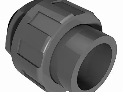 PVC Three Piece Unions - BSP Male x Socket End -  Free 3D model