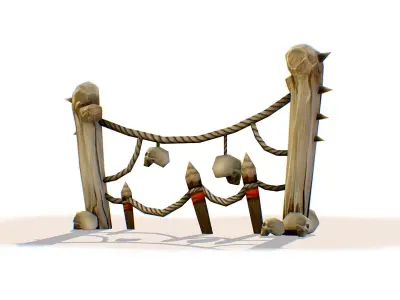 Handpaint Cartoon Bone Memorial Totem Symbol Low-poly 3D model
