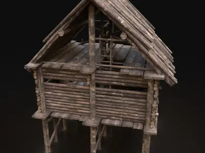 NEXT GEN AAA Forest Wooden Watchtower House Scouttower Log Cabin Free low-poly 3D model