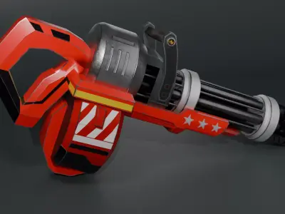 Red Star Minigun  Epic Heavy Weapon 3D Model Low-poly 3D model