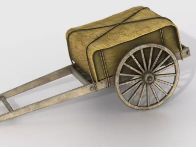 Feudal Japanese Cart Low-poly 3D model