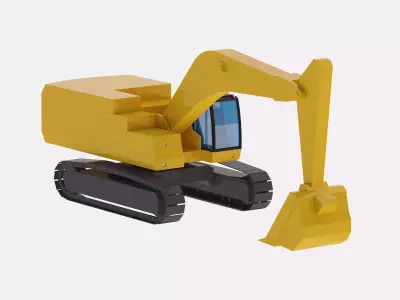 Excavator Construction 395 Simplified Low-poly 3D model