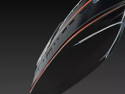 Luxury Black Super Yacht 3D print model