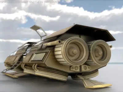 Futuristic Transport Shuttle  Free low-poly 3D model