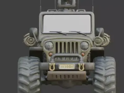 Stylized Chibi Combat Jeep 3D Model Low-poly 3D model