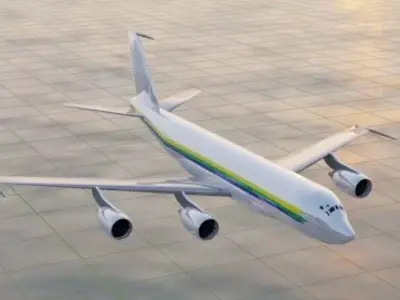 Fictional Modernized Quad Engine Jetliner 707-120 CFM Inspired Low-poly 3D model