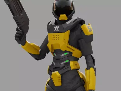 SCI FI TROOPER rigged Free low-poly 3D model