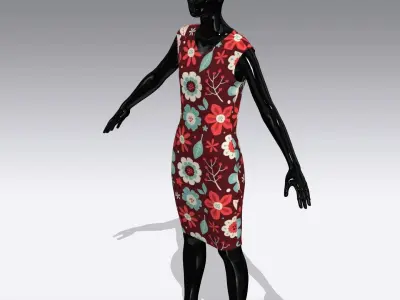 Female Cloth Dress Low-poly 3D model