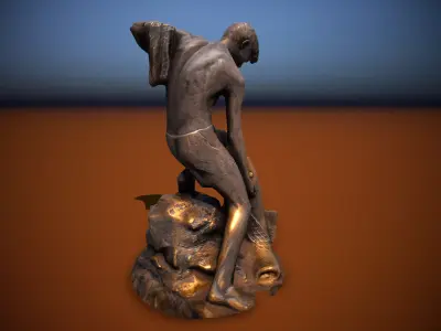 Sculpture Fisher fontaine Low-poly 3D model Low-poly 3D model