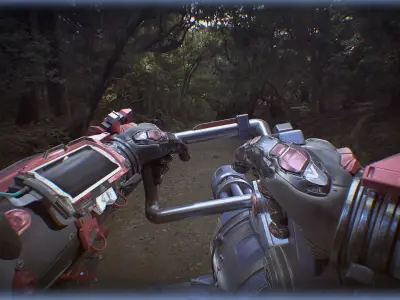 FPS Sci Fi Hands With Gatling Low-poly 3D model