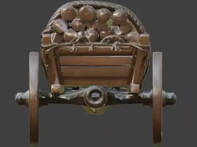 Viking Wooden Cart 3D Model v01 Low-poly 3D model