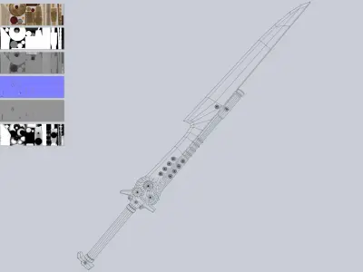 Steampunk blade Low-poly 3D model