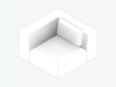 Seat - Sofa - Simplicity - Type 2 - Corner Low-poly 3D model