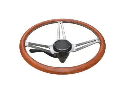 Retro Steering Wheel Low-poly 3D model