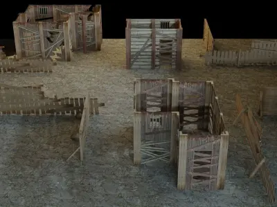 Wooden House Prototypes Free low-poly 3D model