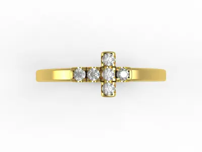 Antique Cross With Round Diamond Ring 3D print model