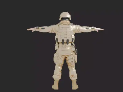 Desert Warfare Soldier Low-poly 3D model