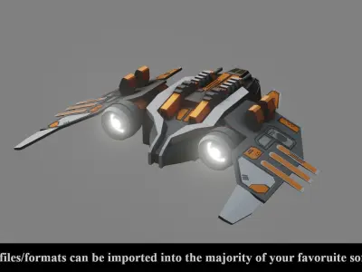 Sci-Fi Fighter Ship v1- Low Poly - Game Ready - PBR Low-poly 3D model