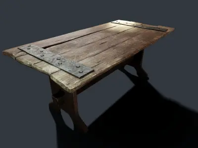Medieval table Low-poly 3D model