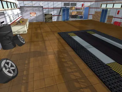 Garage interior of Low-poly 3D model