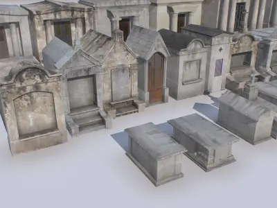 Mausoleums Tombs and Graves pack  4 Low-poly 3D model