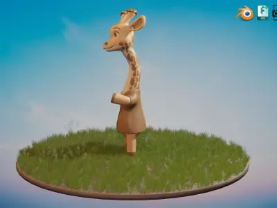 Stylized Standing Toon Giraffe Low-poly 3D model