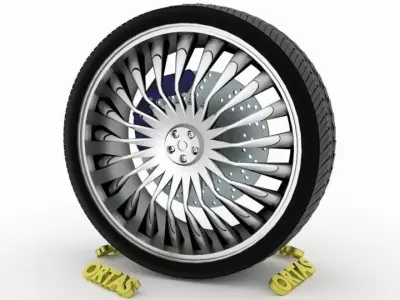 ORTAS CAR WHEEL RIM 76 GAME READY WHEEL RIM TIRE 3D model