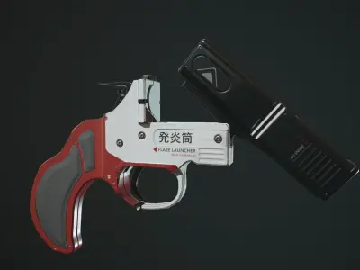 Flare Gun Low-poly 3D model 3