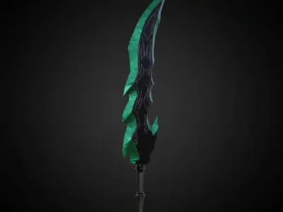 Wounded Sword Emerald Green Low-poly 3D model