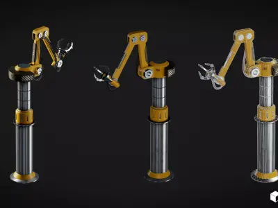Robotic Machine Arm  Low-poly 3D model