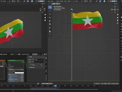 Animated Myanmar Flags 3D model