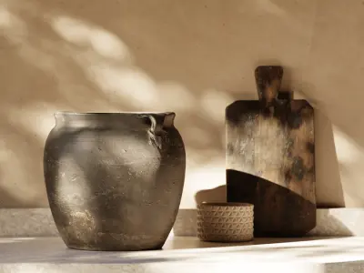  Rustic Clay Pot Model 