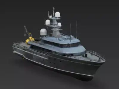 Abyssal Explorer Rugged Expedition Yacht 3D Model Low-poly 3D model