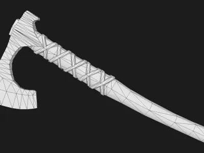 Viking Battle Axe Low-poly 3D model 3