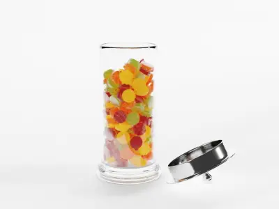 Glass Jar with Fruit Gums 3D model