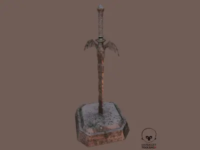 Demon Sword Statue Free low-poly 3D model