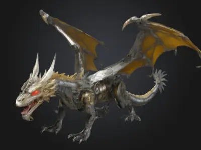 Dragon mechanic Low-poly 3D model