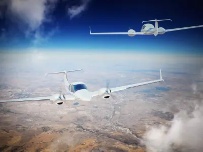Plane with two engines  3D model