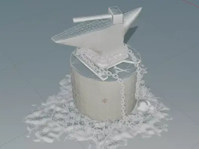 Medieval Blacksmith Anvil Scene Low-poly 3D model