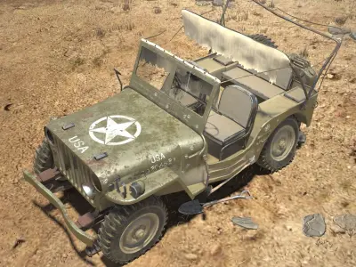 Jeep Willys Damaged 3D model