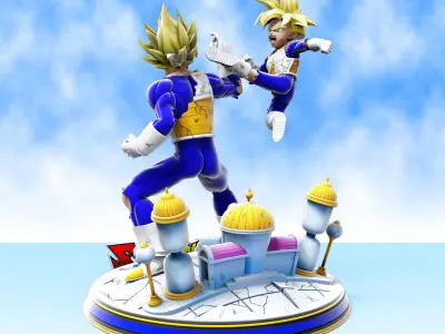 Goku vs Gohan training at hyperbolic time chamber diorama 3D print model