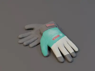 Realistic Bosch Industrial Glove with PBR Texture Low-poly 3D model