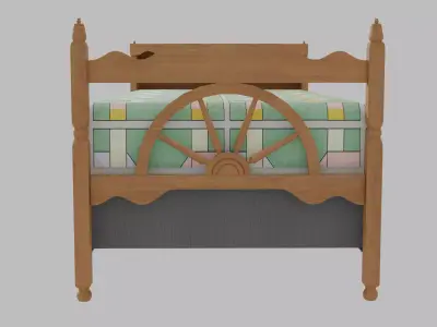 1970s Vintage Wagon Wheel Bunk Beds Low-poly 3D model