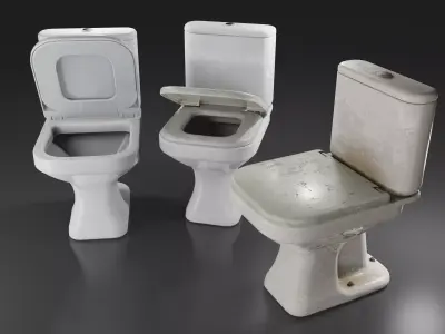 Toilet with 3 finishing options Low-poly 3D model
