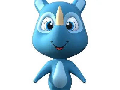 Cute Rhinoceros Cartoon Character model Low-poly 3D model