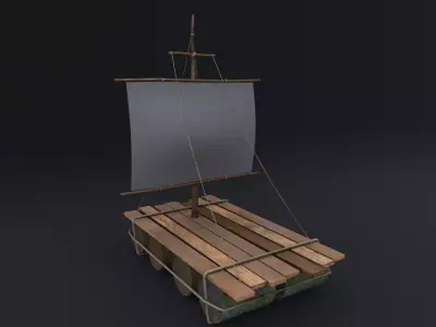Survival Raft Low-poly 3D model