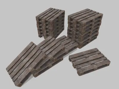 Pallets wooden option 4 Low-poly 3D model