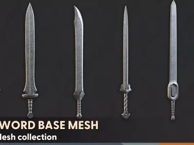 50 SWORD BASE MESH - VOL 01  Low-poly 3D model