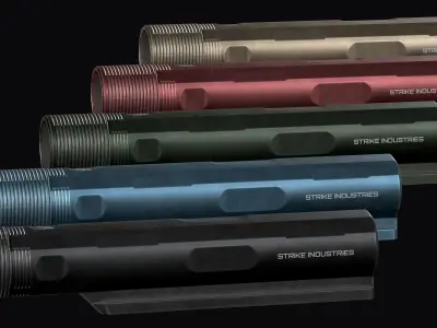Strike Industries Advanced Receiver Extension buffer tube AR 15 Low-poly 3D model
